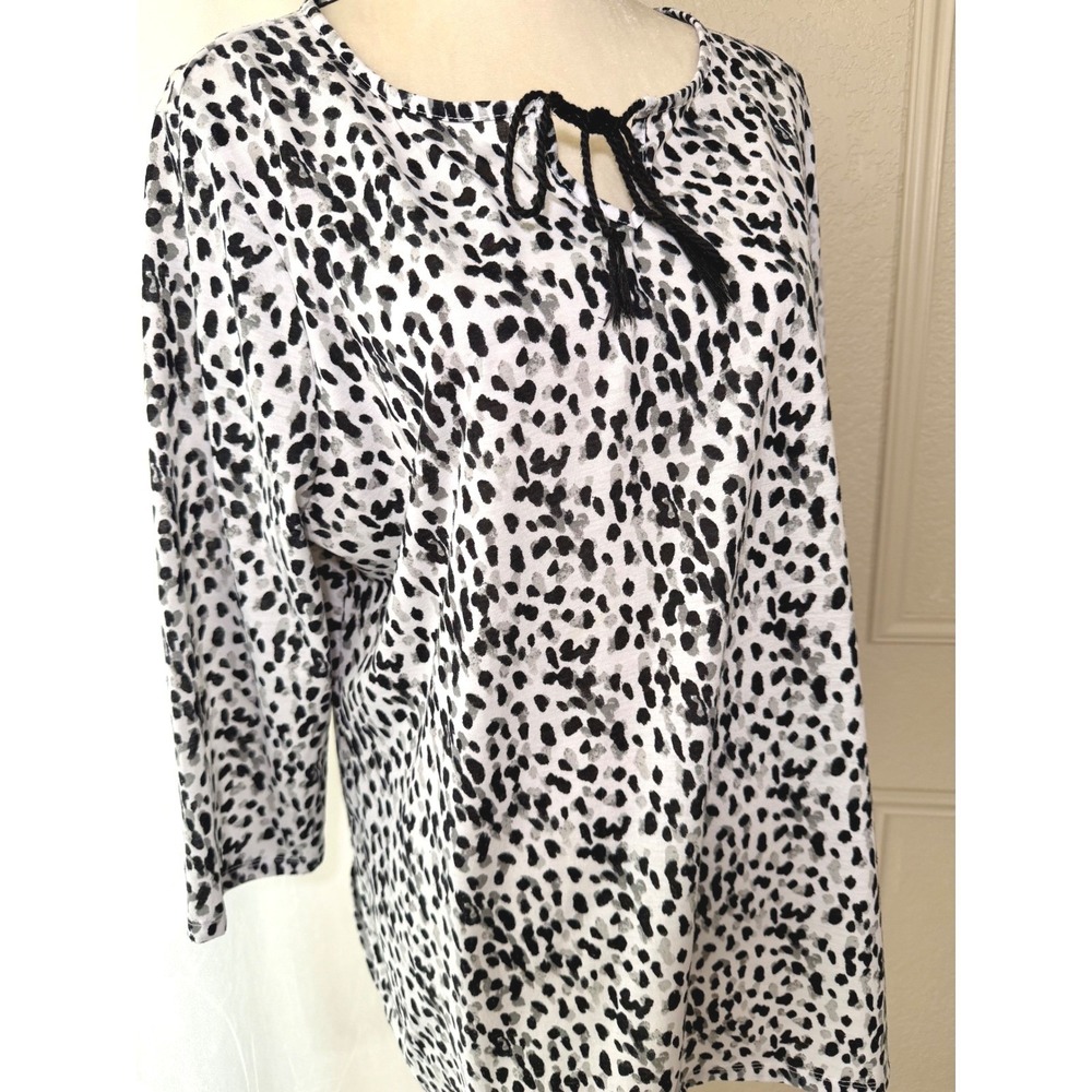 Faded Glory Women's XXL (20) Leopard Print Tassel Tie 3/4 Sleeve Top